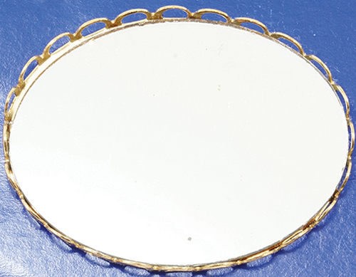Dollhouse Miniature Large Mirrored Tray-Gold